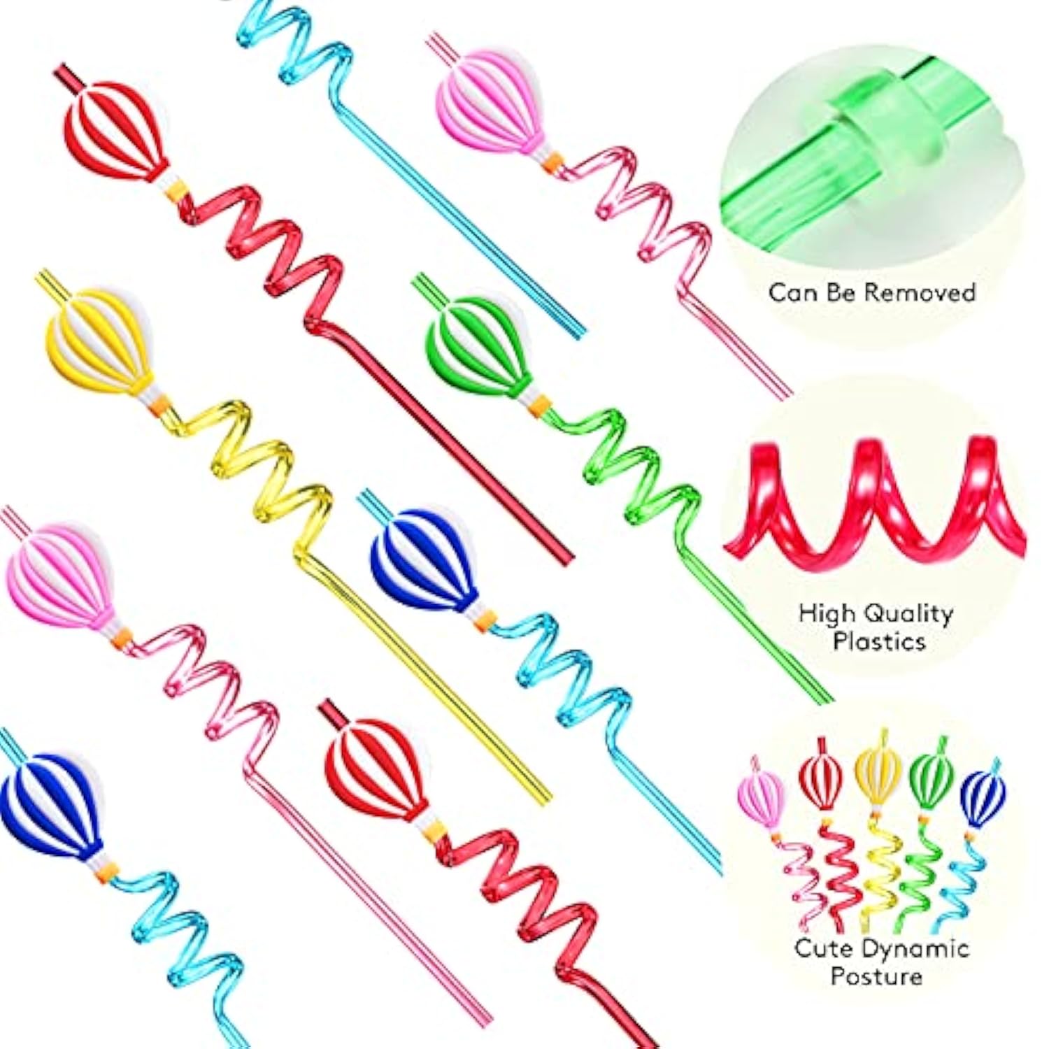 25 Hot Air Balloon Drinking Straws With 2 Pcs Straws Cleaning Brush For Birthday Party Supplies Favors Girl Baby Shower Decorations
