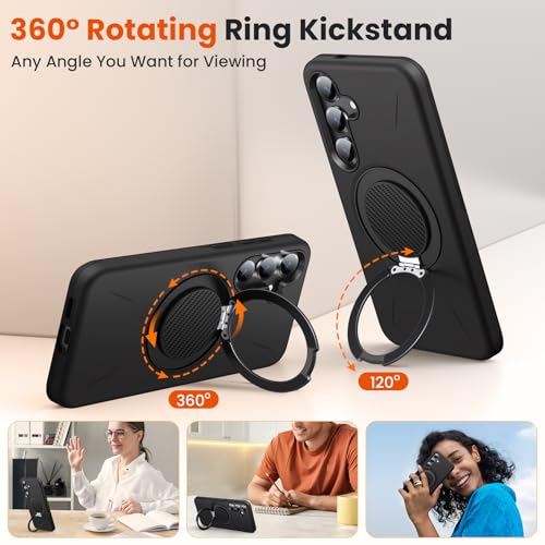 for  Galaxy S24 Plus Case/S25 Plus Case with 2 Screen Protectors, 360° Rotatable Stand & Magnetic Case for S25 Plus, Military-Grade Dual-Layer