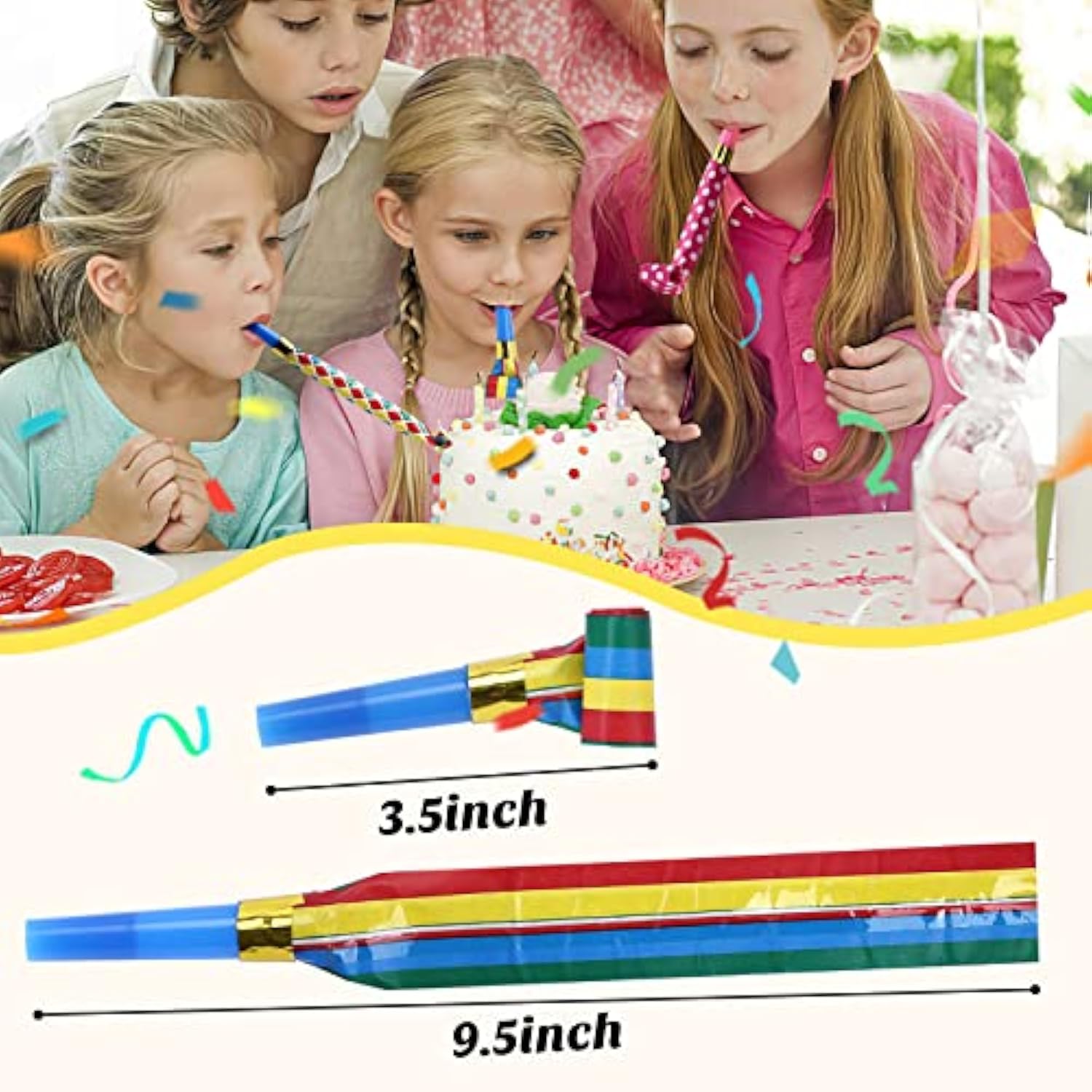 100pcs Party Blowers Noisemakers Whistles Horns for Christmas New Year Birthday