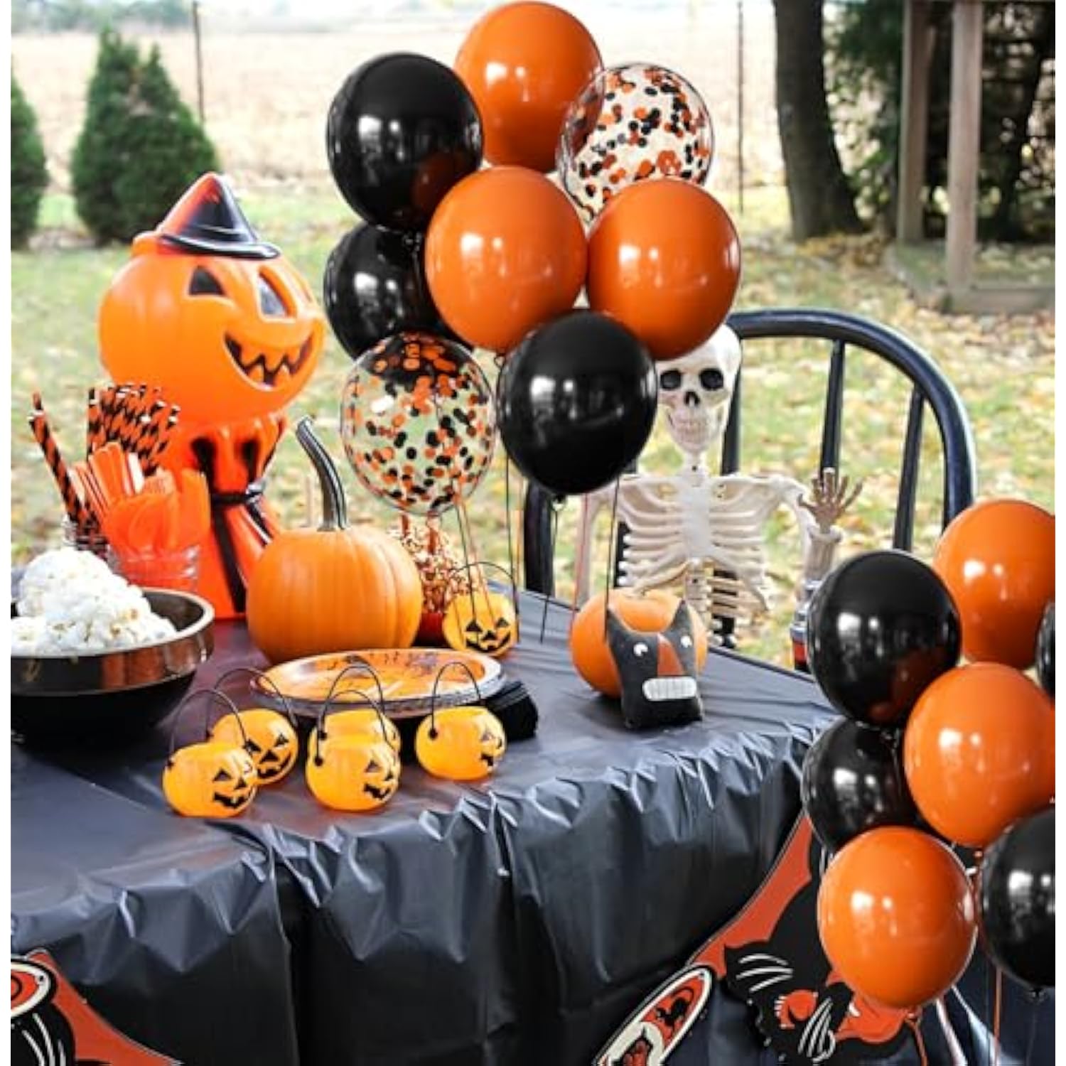 50 Pack Halloween Balloons 12 Inch Black Orange Latex & Confetti Balloons Party Decor