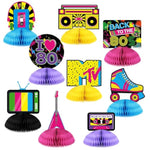 80S Party Decorations - 10Pcs Neon Honeycomb Centerpieces For 1980S Birthday, Wedding, Bachelorette Party, Bridal Shower, Anniversary Celebrations