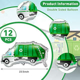 12 Pack Garbage Truck Foil Balloon Trash Truck Birthday Party Decoration Trash Waste Management Recycling Green Foil Balloon Baby Shower Party Favor Supplies