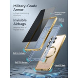 Glossy Luxury Magnetic Case for Samsung Galaxy S26 Ultra with 2X Screen Protector and Camera Protector, Compatible with MagSafe Slim Clear Drop Protection Cover for Galaxy S26 Ultra - Gold