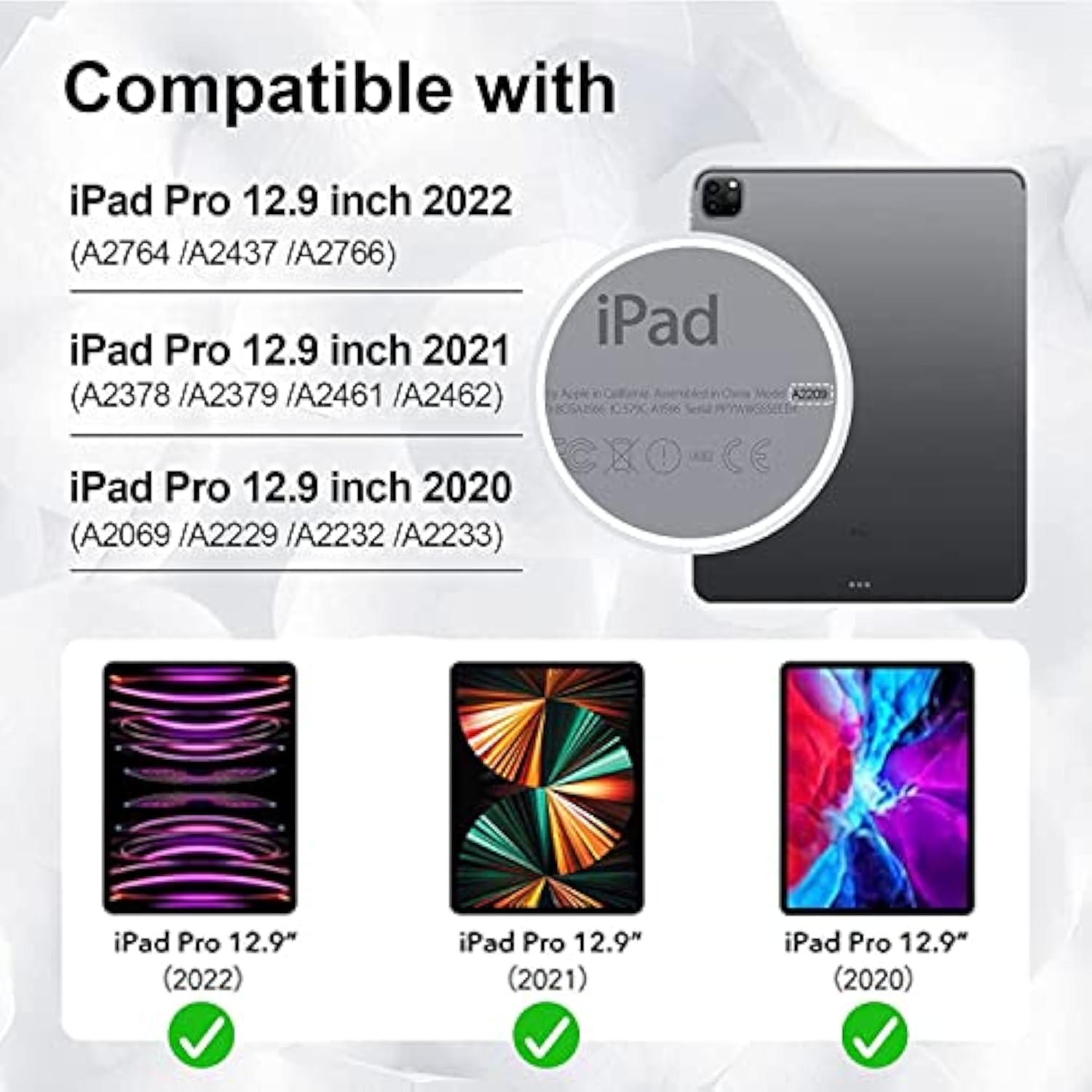 Case Compatible With Ipad Pro 12.9 2022/2021/2020 With Screen Protector Pencil