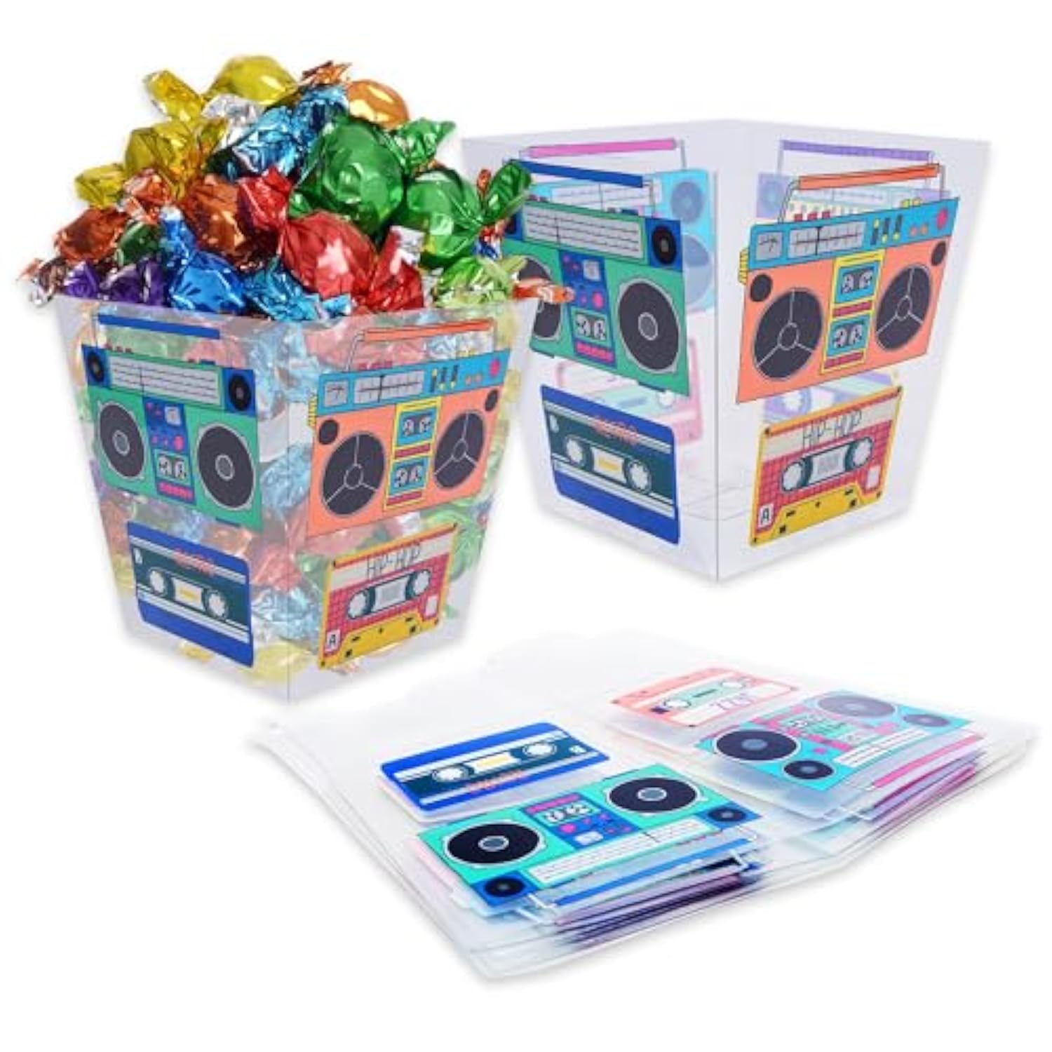 Tape Radio Bucket Centerpiece, 6 Pcs 80S Party Supplies, 90S Theme Birthday Party Decorationtape Radio Table Decor, Retro Hip Hop Disco Pop Music Party