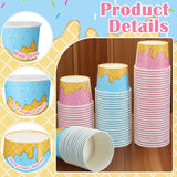 100 Pack Ice Cream Bowls Disposable 11 Oz Paper Dessert Cups With Wooden Spoons Sundae Soup Containers For Summer Ice Cream Party Supplies Favors