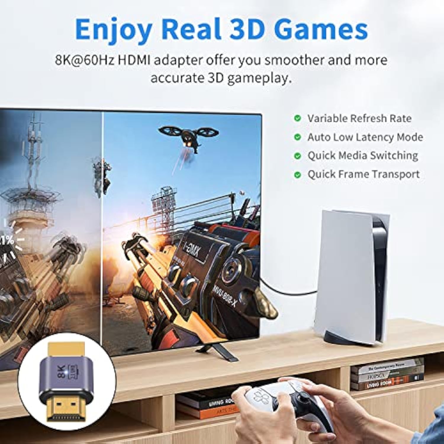 8K Hdmi Extender, Hdmi 2.1 90 Degree Adapter, Right Angle Hdmi Extension Adapt