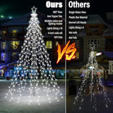 10 Ft 404 Led Star String Lights Outdoor - Pole Set With Remote, Multiple Lighting Modes, Timer, And Waterproof Feature For Ultimate Holiday Decor (Cool White)