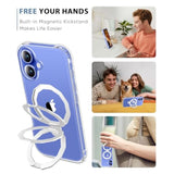 For Iphone 16 Plus Case, With Screen Protector + Camera Lens Protector, Built-In Seamless Stand, [Compatible With Magsafe] Protective Shockproof Phone Case, Cover For Iphone 16Plus - Clear