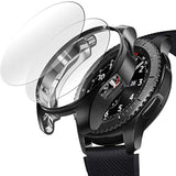 [2+1 Pack] Compatible Samsung Galaxy Watch 46Mm/ Gear S3 Case Cover With Screen Protector, Soft Tpu Plated Protective Bumper Shell + Tempered Glass Screen Protector Film For Gear S3 Frontier/Classic
