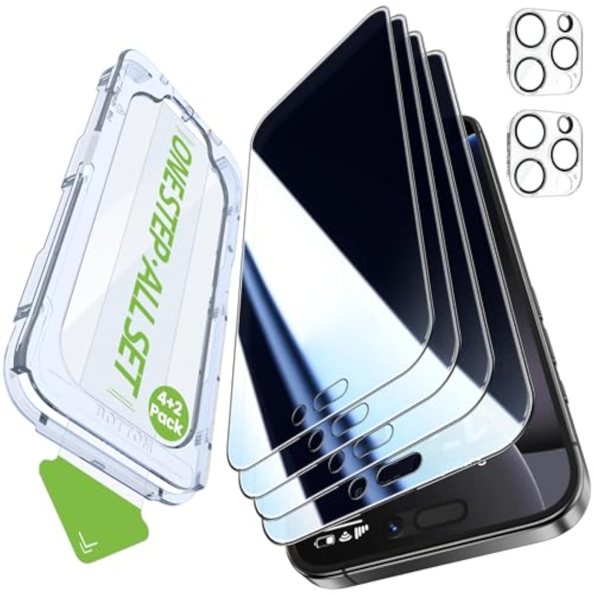4+2 Pack For Iphone 16 Pro Max Privacy Screen Protector With Camera Lens Protector[Easy Install & Bubble Free] 9H+ Tempered Glass Iphone 16 Pro Max[True 25% Anti Spy] For Apple 6.9"(2024)