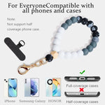 Silicone Beaded Phone Wrist Strap,Phone Bracelet Strap With Tether Tab,Elastic Hands-Free Wristlet Strap (Black)