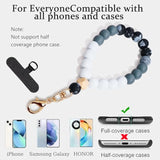 Silicone Beaded Phone Wrist Strap, Elastic Bracelet with Tether Tab, Black