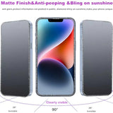 2Pcs Glitter Privacy Matte Screen Protector Suit For Iphone 13 Pro Max/Iphone 14 Plus,Diamond Anti-Spy Bling Shiny Sparkling Tempered Glass Suit For Iphone 13 Pro Max/Iphone 14 Plus 6.7Inch