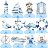 Nautical Baby Shower Table Centerpieces – 12PCS Ocean Sailor Boy Decorations for Blue Baby Shower or First Birthday, Whale Boat Lighthouse Nautical Party Decor