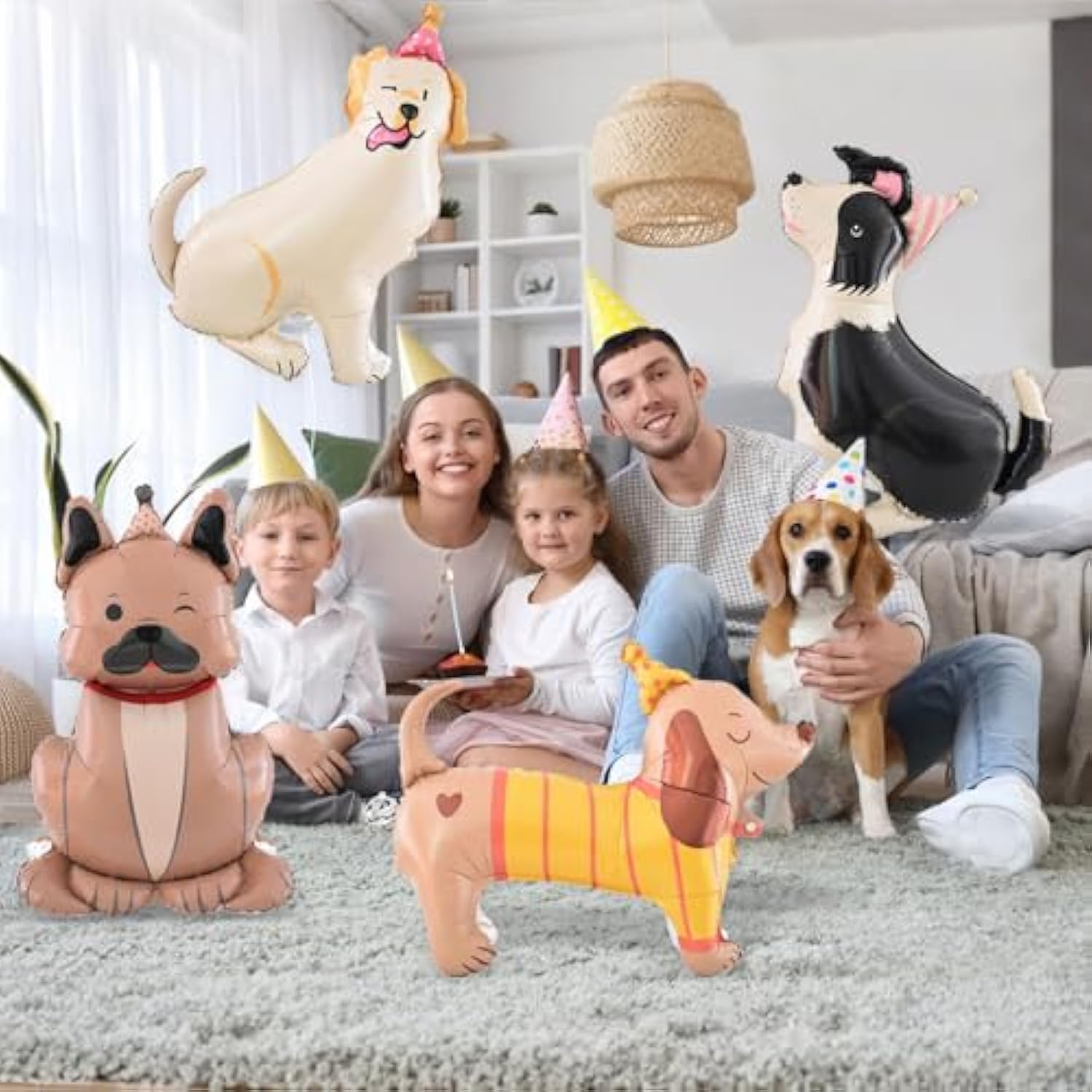 4 Pcs 4D Standing Pet Dog Foil Balloons Cute Puppy Balloons for Baby Showers