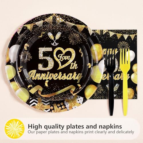 96Pcs 50th Anniversary Matrimony Party Decorations, Serves 24