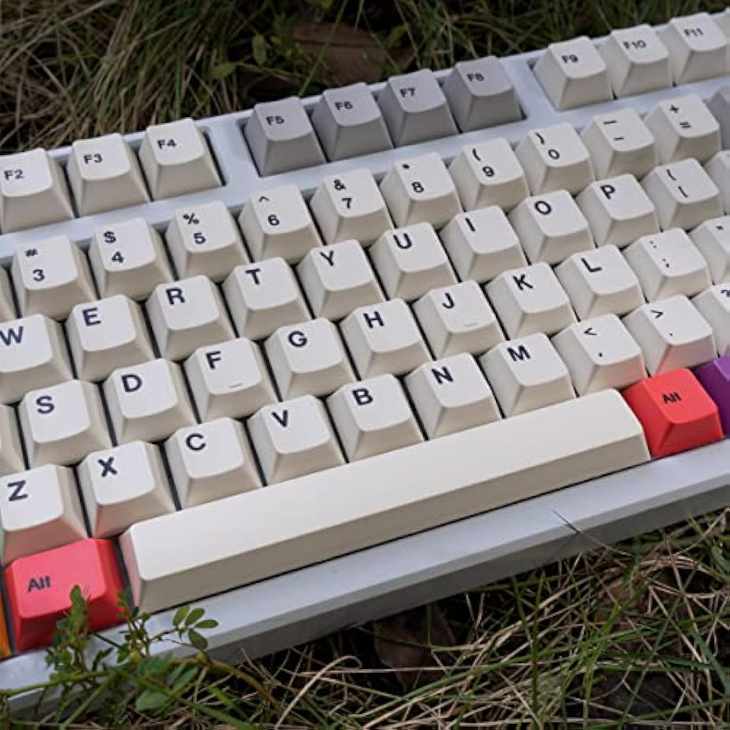 Pbt Grey White Keycaps Set Cherry Profile 141 Keys Custom Dye-Sub Keyboard Key