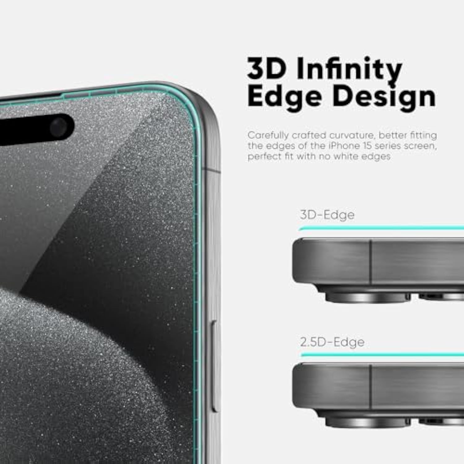 Nanoarmour Onetime Pro For Iphone 15 Pro Screen Protector, Anti-Reflective, Anti-Rainbow, 3D Tempered Glass, Ultra Clear, Edge Reinforced, Easy Install, Dust-Free, Scratch Resistant