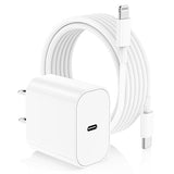 20W USB C Fast Wall Charger with 10FT USB C to Lightning Cable for iPhone 14 13 12 11