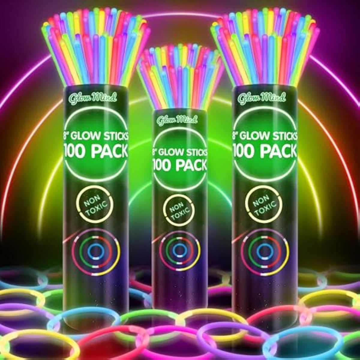 300-Piece Ultra Bright Glow Sticks Party Pack with Bracelets and Necklaces
