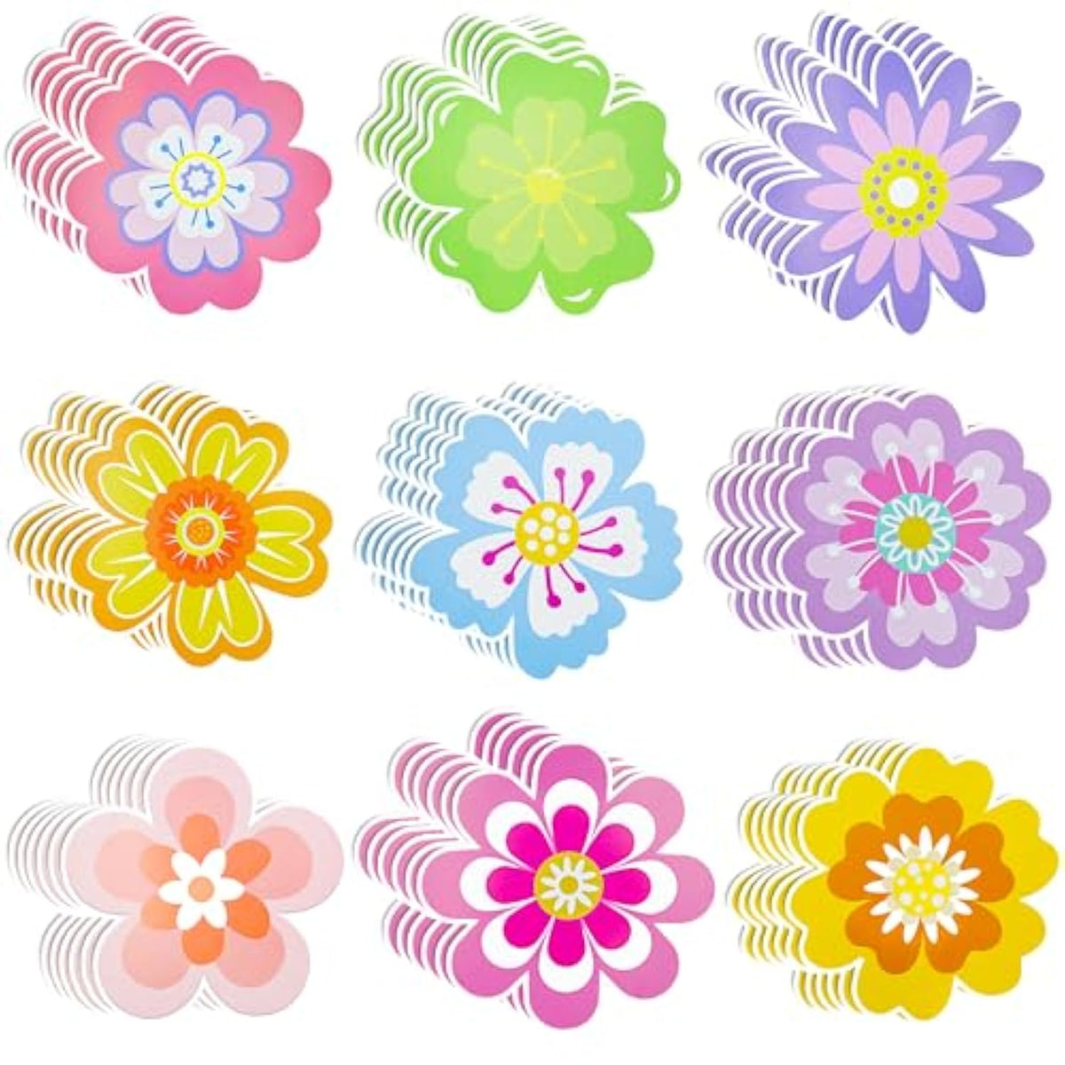 54 Pcs Spring Flower Cutouts Paper Flowers Decorations For Spring Bulletin Board, Double Printed Cardstock Flowers Home School Office Classroom Decor
