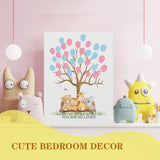 Cute Animals Baby Shower Fingerprint Tree, Funny Guest Book Party Game For Baby Shower, Baby Shower Party Guestbook Ideas, Gender Reveal Keepsake, Special Meaningful Canvas Decoration