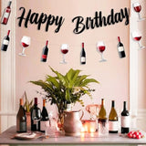 Wine Tasting Birthday Party Decoration, Red Wine Theme Banner Garland Happy Birthday Banner Goblet Garland Diy Required Craft For Wine Tasting Vino Before Vows Birthday Party Decoration