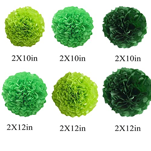 12pcs 10in 12in Green Paper Pom Poms Tissue Paper Flower Hanging FlowerBall