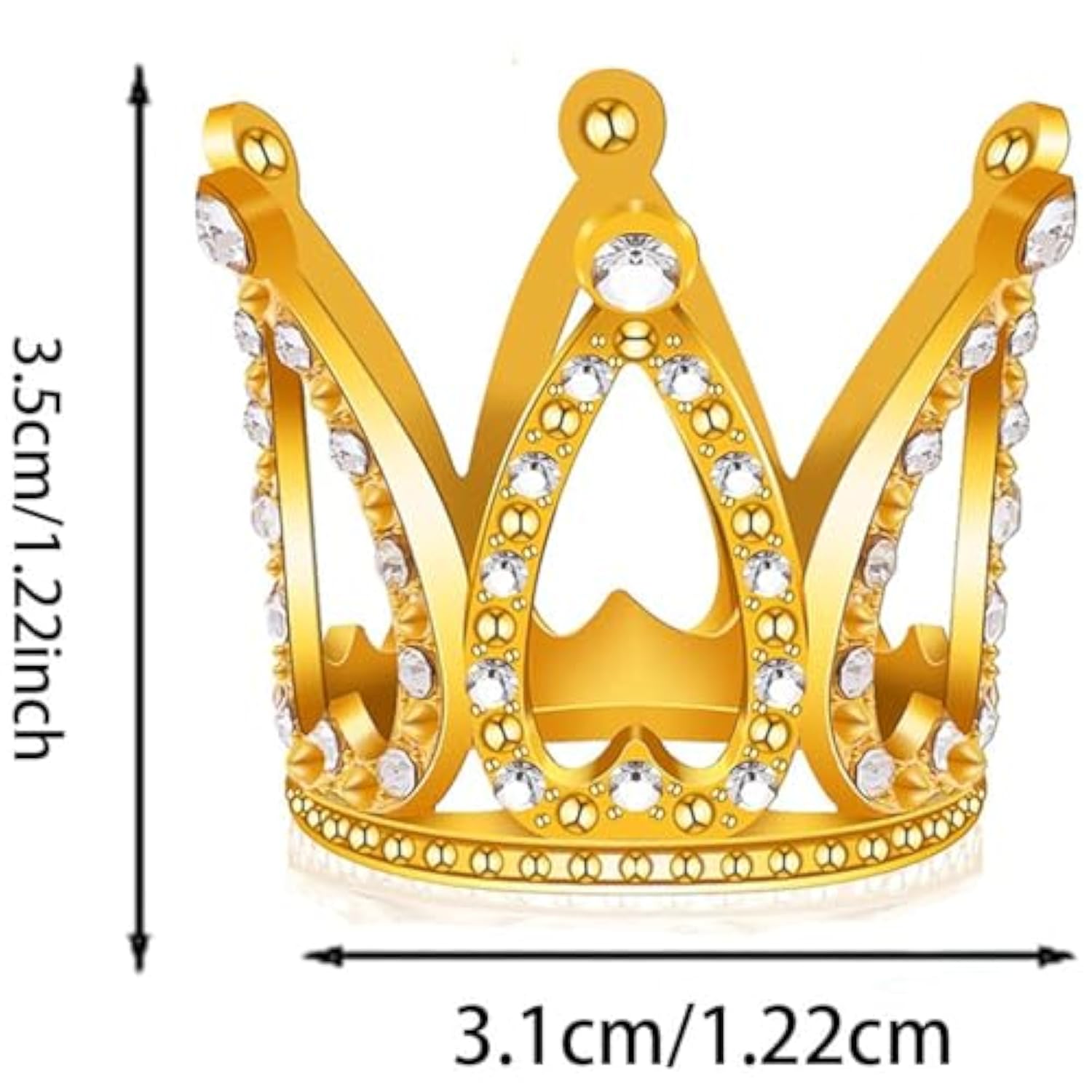 16Pcs Mini Crown Cake Topper Crown Tiara Cake Topper Baby Princess Tiara Crown Rhinestone Crown Cake Decorations For Baby Shower Princess Themed Birthday Wedding Party(Gold)