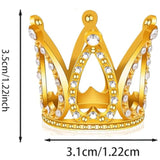 16Pcs Mini Crown Cake Topper Crown Tiara Cake Topper Baby Princess Tiara Crown Rhinestone Crown Cake Decorations For Baby Shower Princess Themed Birthday Wedding Party(Gold)