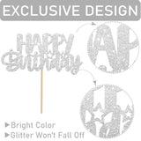 Glitter Silver Birthday Centerpiece Sticks 12Pcs Happy Birthday Party Table Decorations Double Sided Birthday Party Centerpieces For Cheers To Birthday Anniversary Baby Shower Supplies