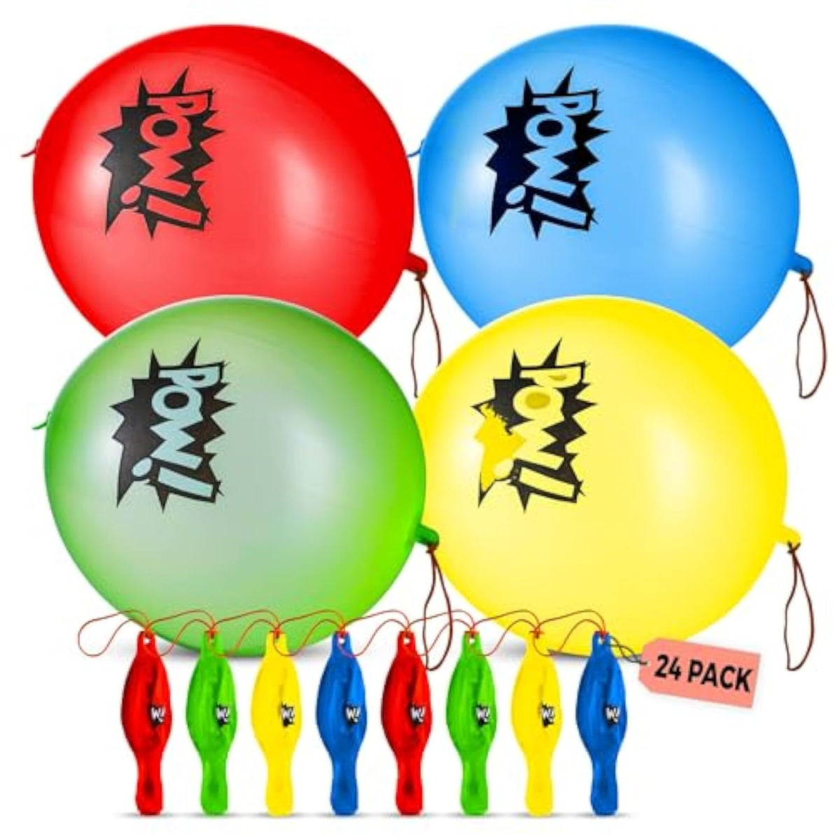 Superhero Punch Balloons - Pack Of 24 Bulk, Large Punching Balloons For Kids, Inflatable Punch Balls For Carnival Prizes, Goodie Bag Stuffers For Kids, Superhero Theme Birthday Party Favors Toys