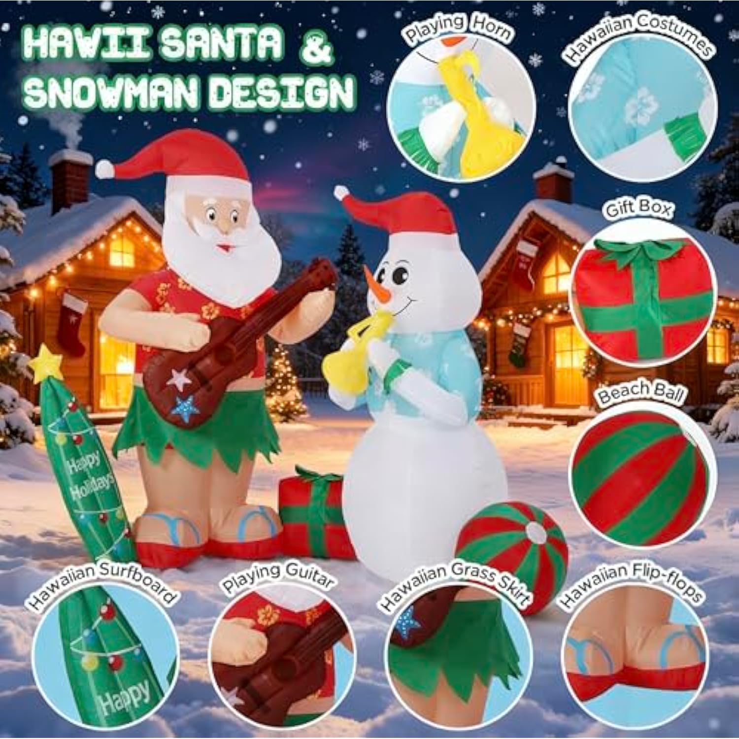 8.3Ft Christmas Inflatables Santa Claus And Snowman, Built-In Led Lights Christmas Yard Decoration For Outdoor Lawn, Fes