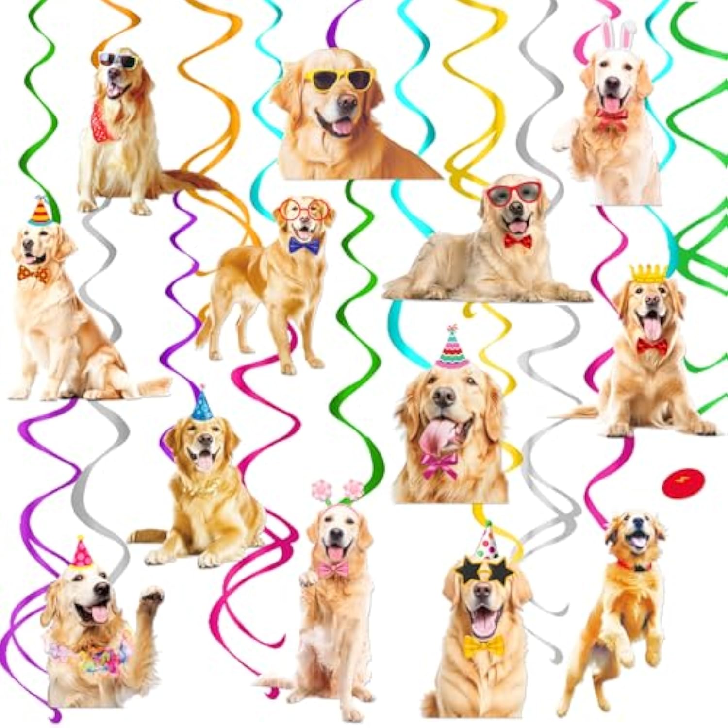 Golden Retriever Hanging Swirls Golden Retriever Birthday Party Decorations 20Pcs Dog Party Ceiling Streamers Retriever Party Supplies For Puppy Dog Party Hanging Decorations