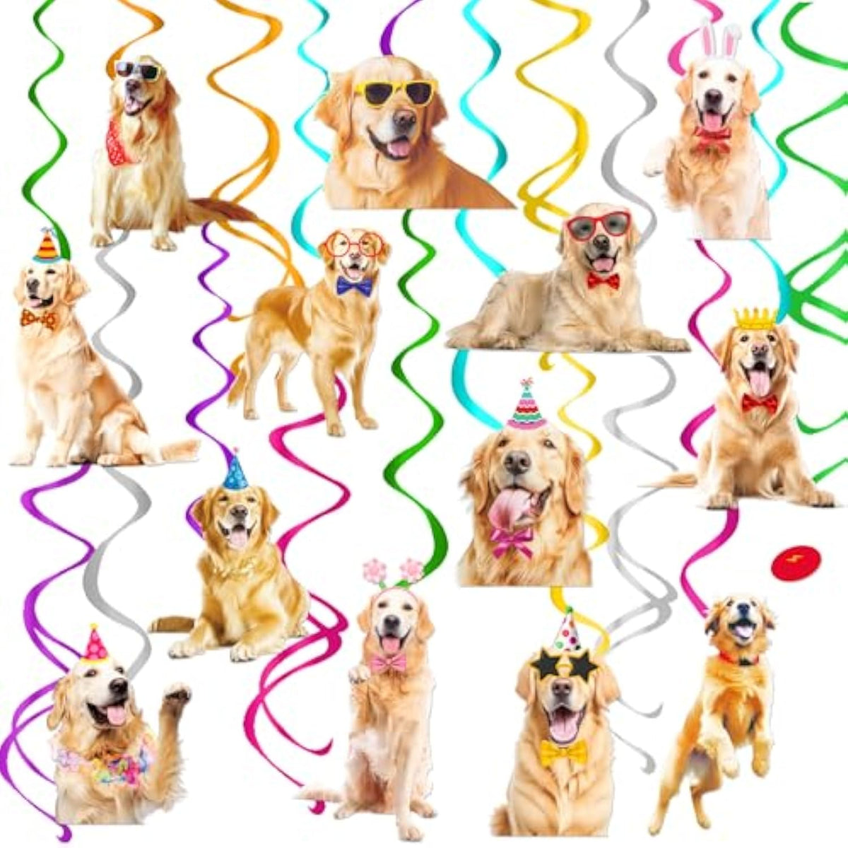Golden Retriever Hanging Swirls Golden Retriever Birthday Party Decorations 20Pcs Dog Party Ceiling Streamers Retriever Party Supplies For Puppy Dog Party Hanging Decorations