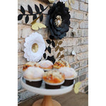 3D Paper Flower Decorations(Set Of 13, White Black Gold), Giant Paper Flowers For Wedding Backdrop, Graduation Party, Bridal Shower, Halloween Centerpieces, Nursery Wall Decor