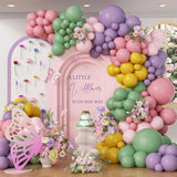 131Pcs Wildflower Floral Balloon Arch Garland Kit With Purple Dusty Pink Sage Green Light Pink Mustard Yellow Latex Balloons For Baby In Bloom Wildflower Graden Baby Shower Party Decorations