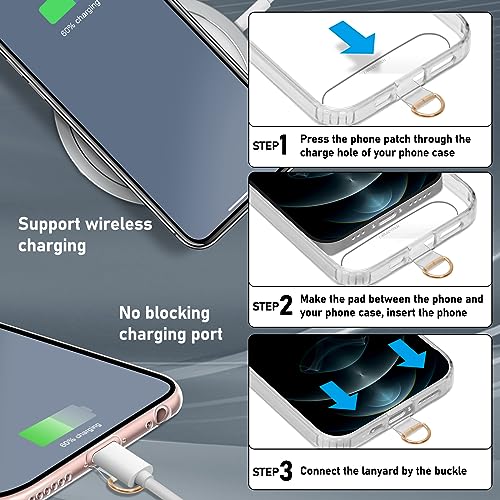 Cell Phone Lanyard Pads, Thinner Durable TPU Phone Patch Clear Universal Phone Tether Tab Without Adhesive (2*clear)