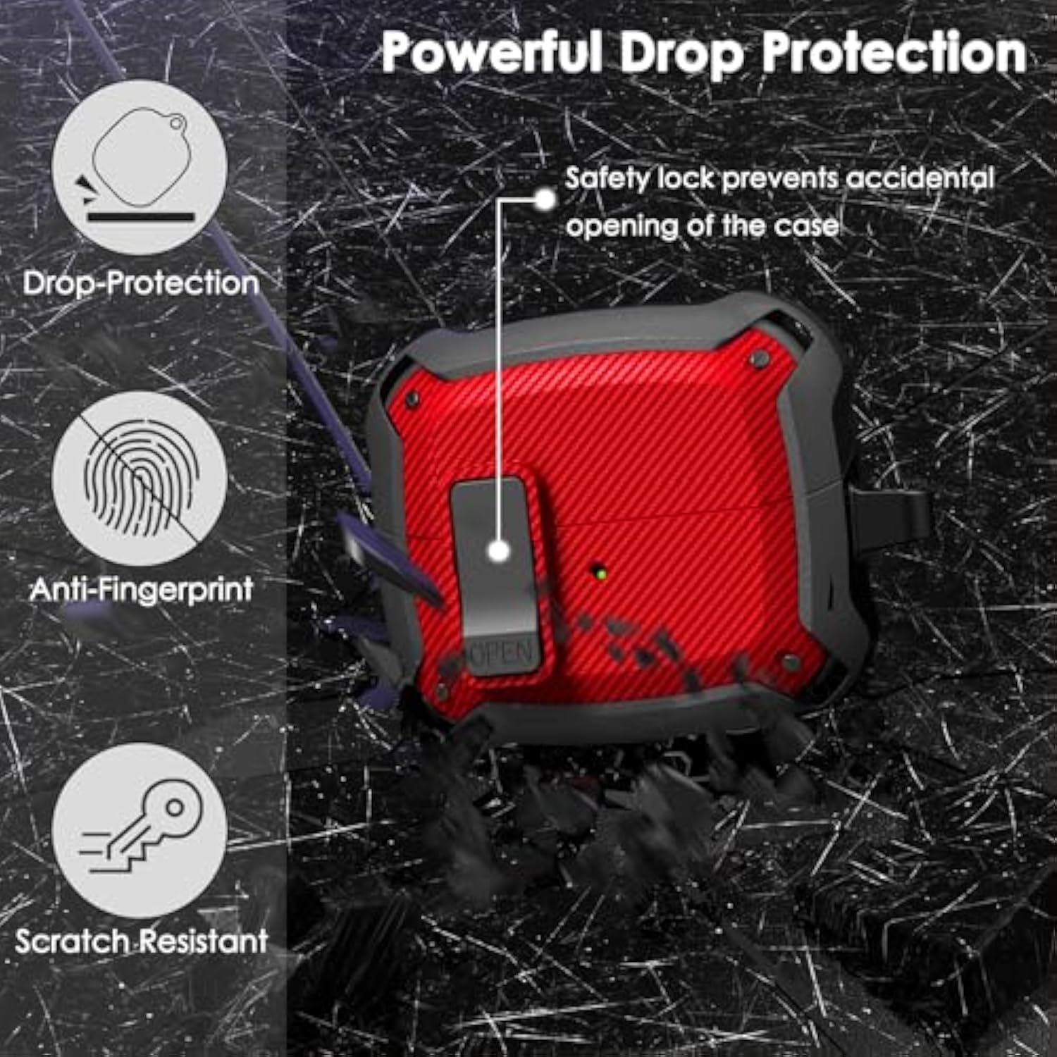 Compatible With Samsung Galaxy Buds 3 Pro And Galaxy Buds 3 (2024) Case With Cleaner Kit, Military Tpu Shockproof Protective Hard Cover With Secure Lock For Men (Red)