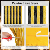 2 Pack Graduation Backdrop 3.28x7.05ft Black & Gold Foil Curtains