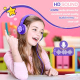 Kids Headphones for School Travel, Upgrade USB Type C Safe Volume 94dB, with Mic HD Stereo Sound Foldable On-Ear Headphones for