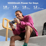 UGREEN Uno 10000mAh Magnetic Portable Charger, Qi 7.5W Wireless Power Bank, PD 20W USB C Battery Pack with Foldable Stand and TFT Display MagSafe Compatible iPhone 16/15 /14/13/12 Series, Black