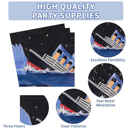 Greencian 96Pcs Blue Nautical Birthday Party Decorations, Serves 24