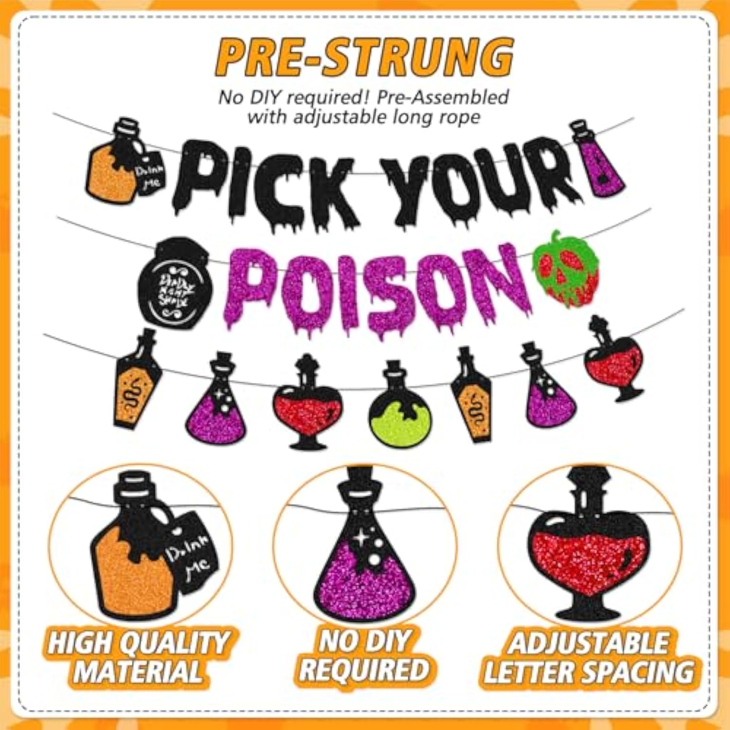 Pick Your Poison Banner Halloween Party Decoration Haunted House Potion Bar Horror Supplies