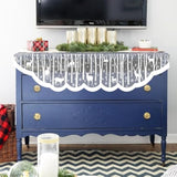 White Christmas Fireplace Mantel Cover – Lace Reindeer Snowflake Mantle Scarf Garland Runner Decor - Xmas Fireplace Decorations For Living Room – Winter Holiday Birch Tree Snow Woodland Mantel Scarf