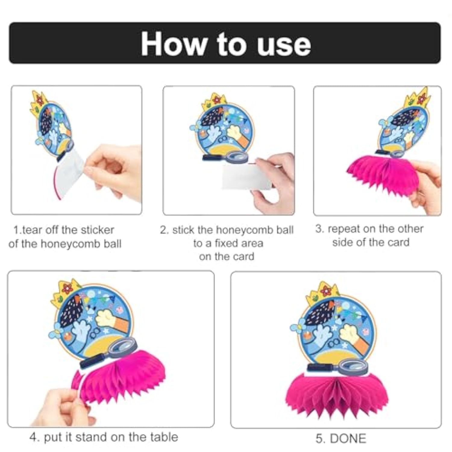 8Pcs Blue Dog Honeycomb Decorations, Cute Cartoon Animal Honeycomb Centerpiece Table Decor, Birthday Party Supplies Ornaments