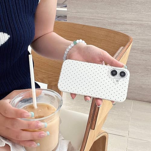 Aesthetic Polka Dot Retro Phone Case for iPhone 16 6.1",Vintage Trendy Unique Simple Pattern Design Elegant Chic Pretty Stylish Protective Girls