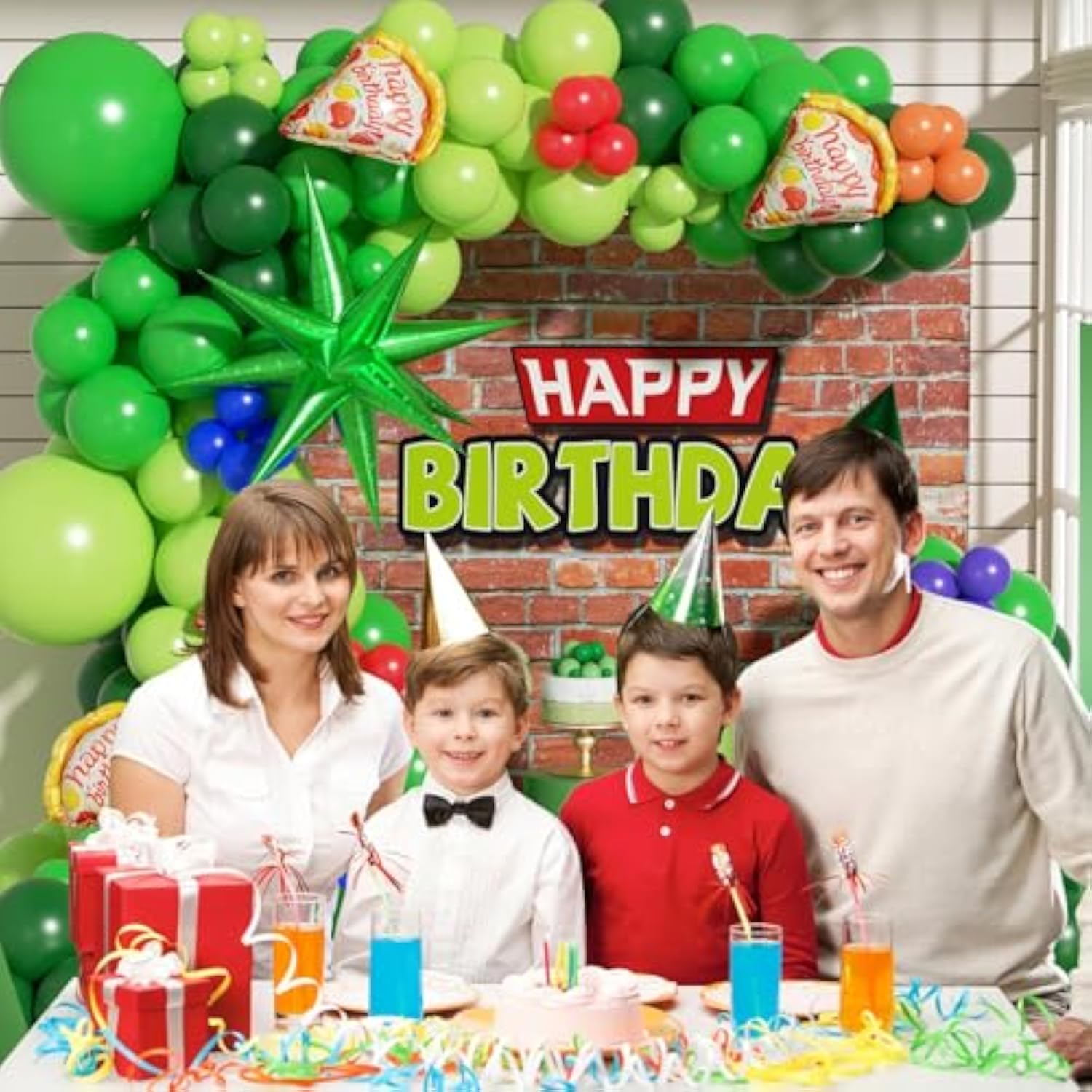 Green Balloon Arch Garland Kit With Green Red Orange Blue Foil Balloons For Baby Shower Birthday Party Decorations