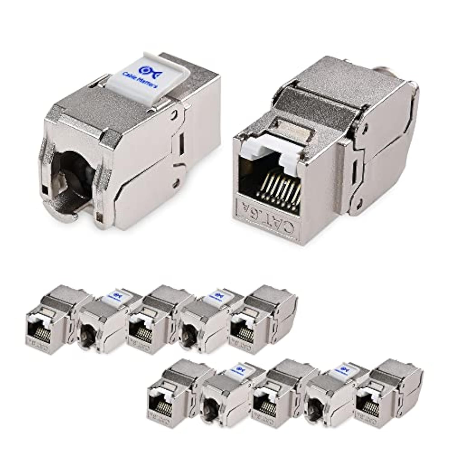 Cable Matters UL Listed 12-Pack RJ45 Shielded Keystone Jack with Integrated Sh